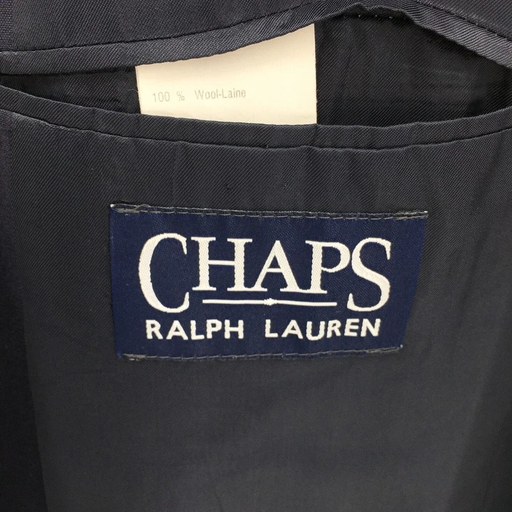 Chaps Ralph Lauren Mens Navy Blue 100% Wool 2-Button Blazer Sport Coat 44L